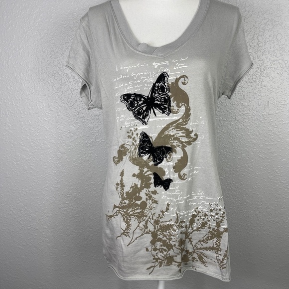 FRZ - Graphic - T-shirt Gray with butterflies - Picture 2 of 8